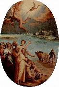 Maso da San Friano Der Sturz des Ikarus, Oval oil painting on canvas